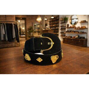 Rare Escada 90’s Black Belt Gold Handbags Diamonds Size M US 29-30